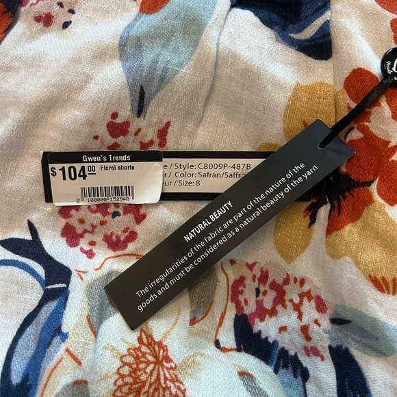 Linen Floral High Waist Women's Shorts - Multicolor - Picture 5 of 5